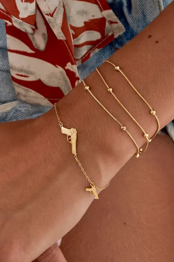 Armband met een twist, Armband, stainless steel, 16 + 3 cm, met bolletjes, goud kleurig