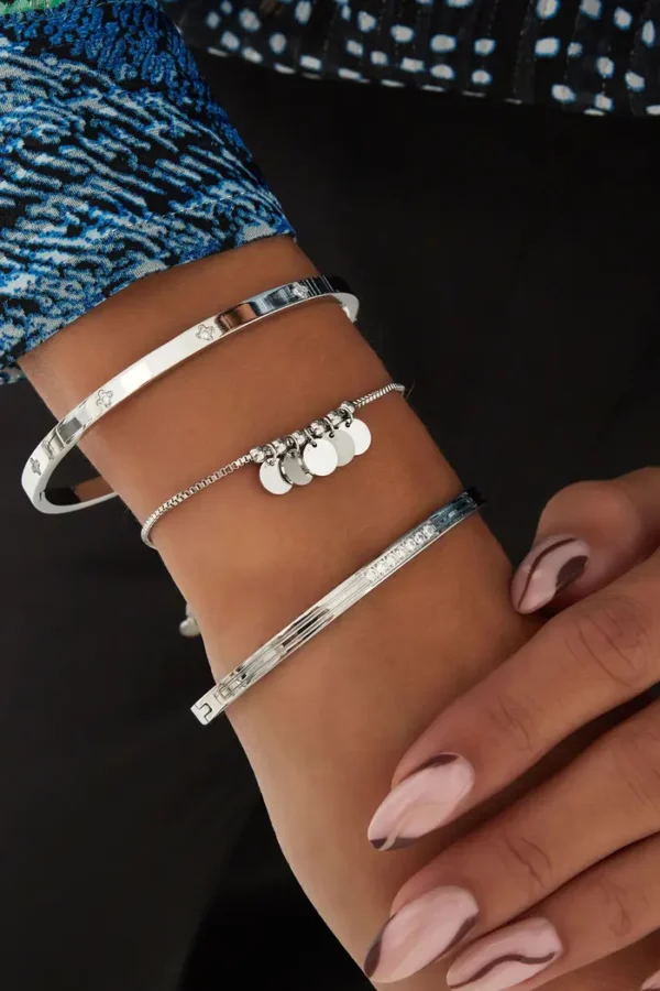 Armband steentjes in het midden, Armband, stainless steel, zirkonium, zilver