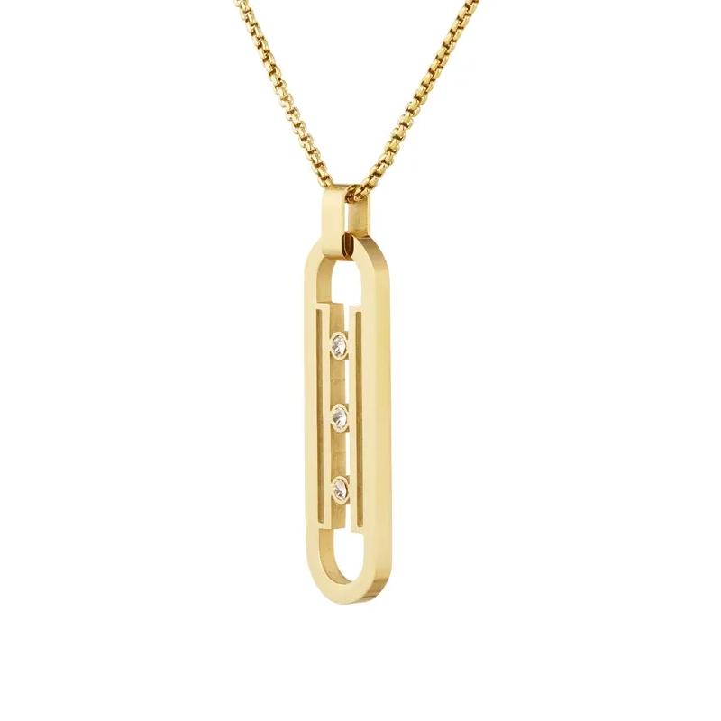 Ketting Schakel met Steentjes, Goud Kleurig, Strass,