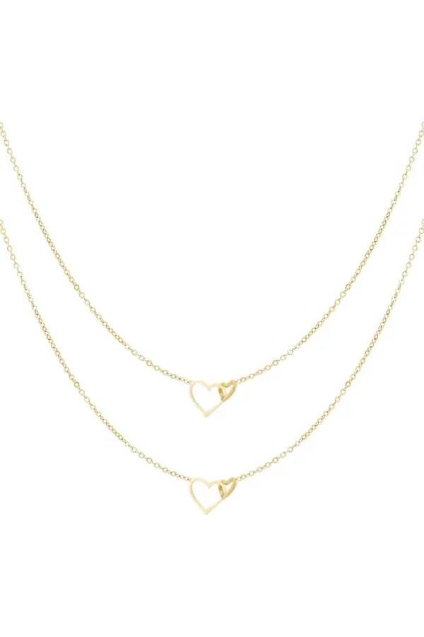 Ketting eternal love, Ketting, dames, stainless steel, 39 + 5 cm, hartjes, goud kleurig,