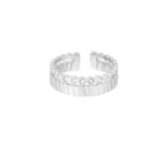 Ring streepjes met steentjes,Ring, dames, stainless steel, strass, zilver kleurig