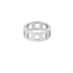 Heren ring schakel, Ring, heren, stainless steel, zilver