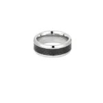 Heren ring zigzag, Ring, heren, stainless steel, zilver kleurig met zwart,