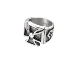 Heren ring kruis, Ring, heren, stainless steel, zilver emt zwart
