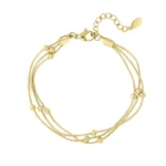 Armband met een twist, Armband, stainless steel, 16 + 3 cm, met bolletjes, goud kleurig