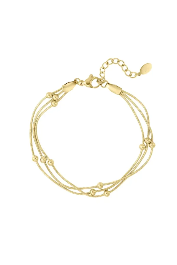 Armband met een twist, Armband, stainless steel, 16 + 3 cm, met bolletjes, goud kleurig