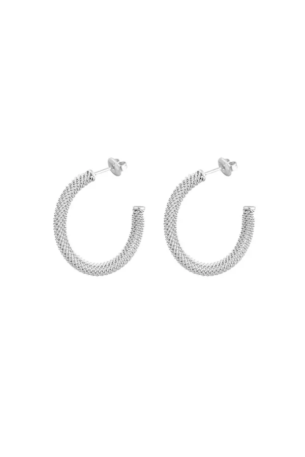 Oorbellen drukke print 3 cm, Oorbellen, dames, stainless steel, zilver kleurig