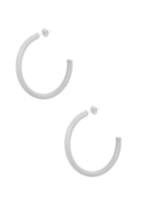 Oorbellen drukke print 4 cm, Oorbellen, dames, stainless steel, zilver kleurig