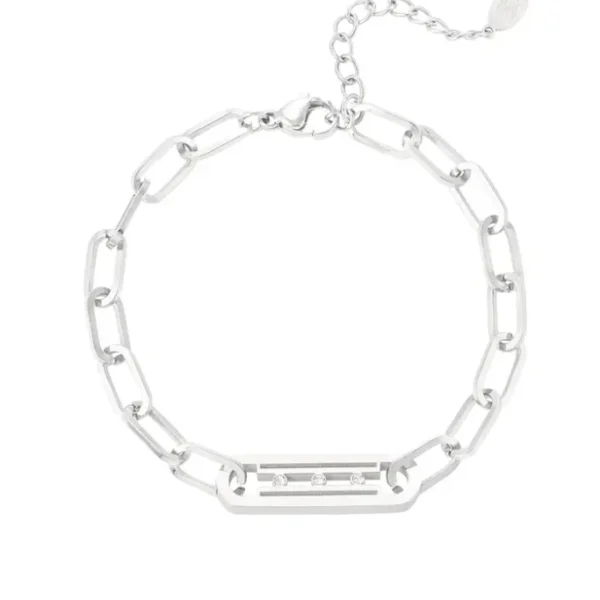 Schakel armband met steentjes