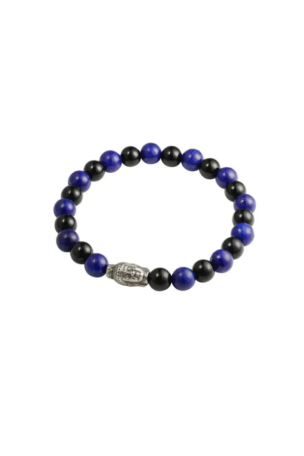 Armband kralen budda, Armband, heren, stenen kralen, blauw