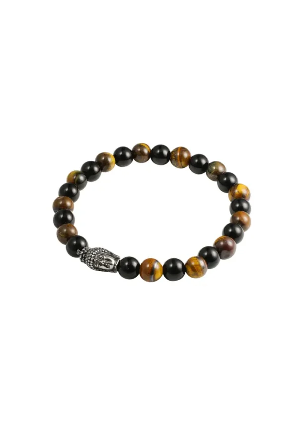 Armband kralen budda, Armband, heren, stenen kralen, bruin