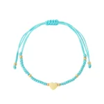 Armband met hartje, Armband, polyester, stainless steel, blauw met goud kleurig hartje,