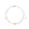 Armband met hartje, Armband, polyester, stainless steel, roze met goud kleurig hartje,