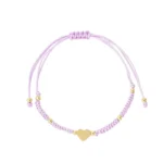 Armband met hartje, Armband, polyester, stainless steel, lila met goud kleurig hartje,
