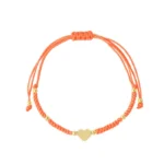 Armband met hartje, Armband, polyester, stainless steel, oranje met goud kleurig hartje,