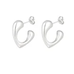 Chunky gevormde oorbellen, Oorbellen, dames, stainless steel, 2,20 cm, zilver kleurig,