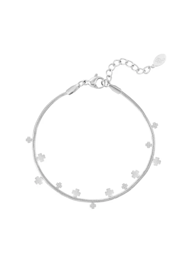 Armband klaver party, Armband, stainless steel, zilver