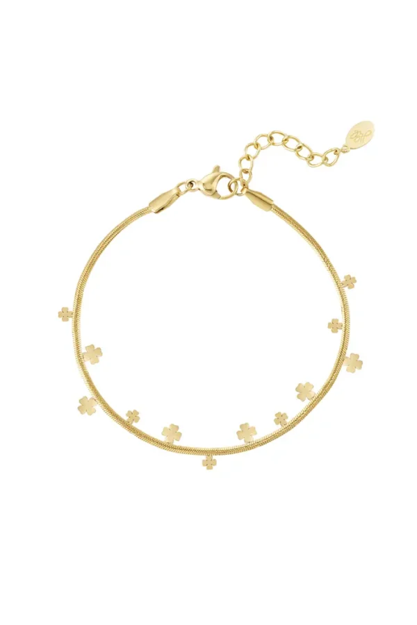 Armband klaver party, Armband, stainless steel, goud
