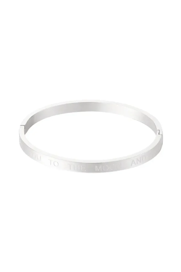 Slavenarmband love you to the moon and back, Armband, stainless steel, tekst, zilver kleurig