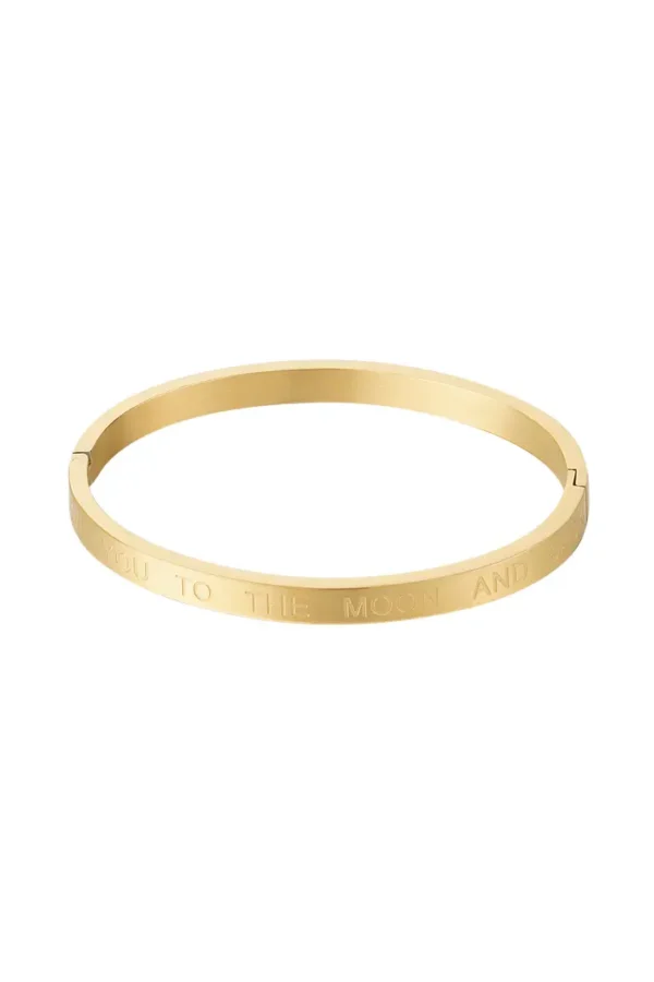 Slavenarmband love you to the moon and back, Armband, stainless steel, tekst, goud kleurig