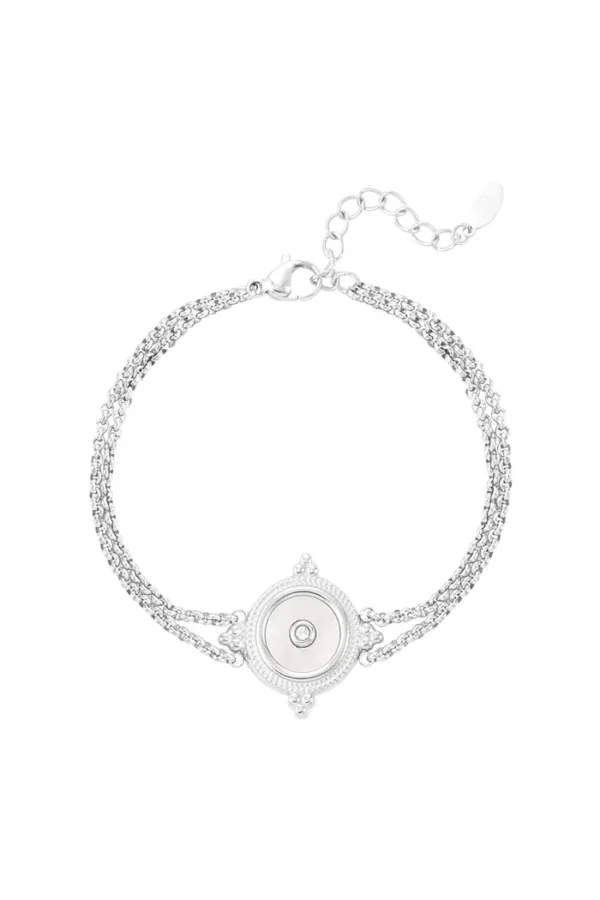 Armband vintage eye catcher, Armband, stainless steel, strass, zilver