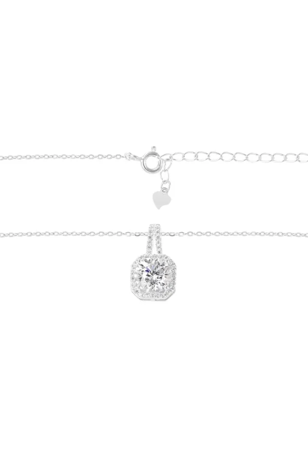 Ketting Vierkante steen, Ketting, sterling zilver, moissaniet, zirkonium