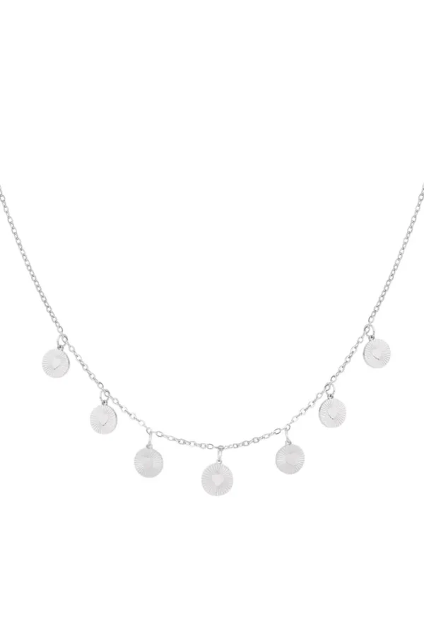 Ketting hartjes coins, stainless steel, zilver kleurig