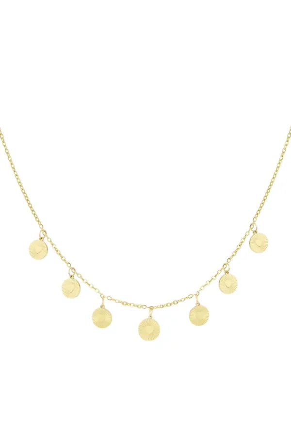 Ketting hartjes coins, stainless steel, goud kleurig