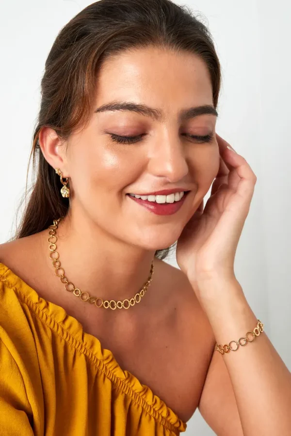 Ketting kleine en grote schakels, Ketting, stainless steel, goud kleurig