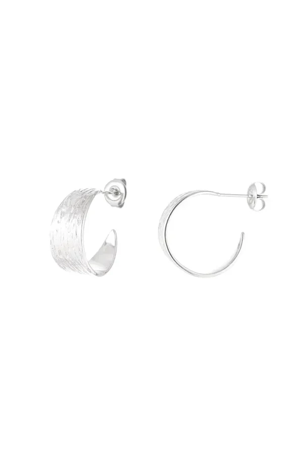 Oorbellen klein met print, Oorbellen, stainless steel, zilver