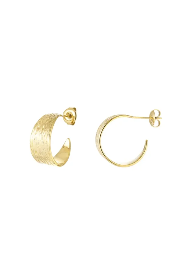 Oorbellen klein met print, Oorbellen, stainless steel, goud