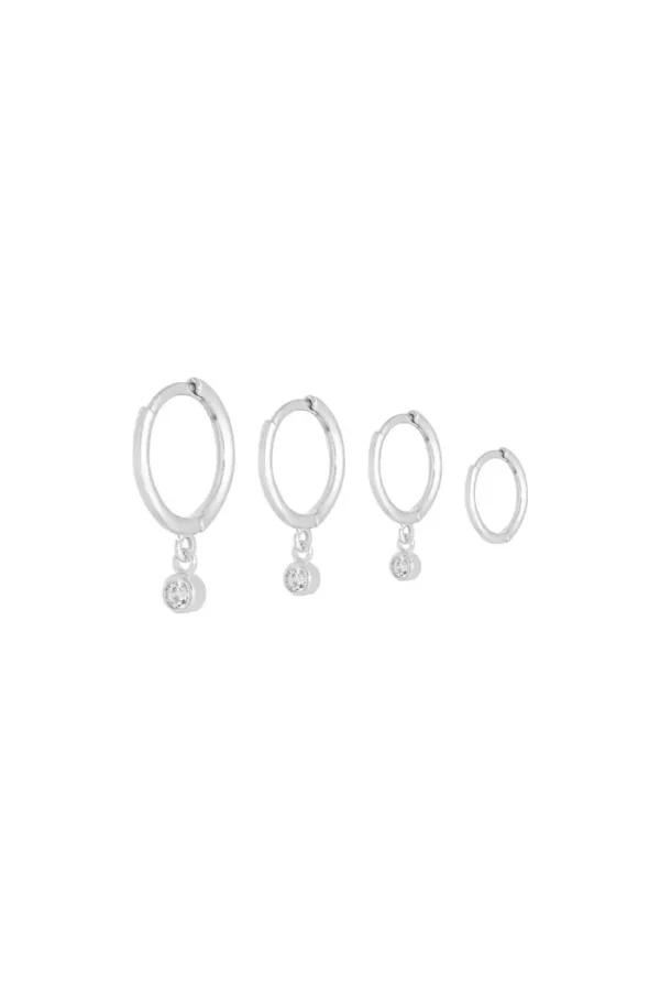 Oorbellen set charmed, Oorbellen, stainless steel, zirkonium, zilver