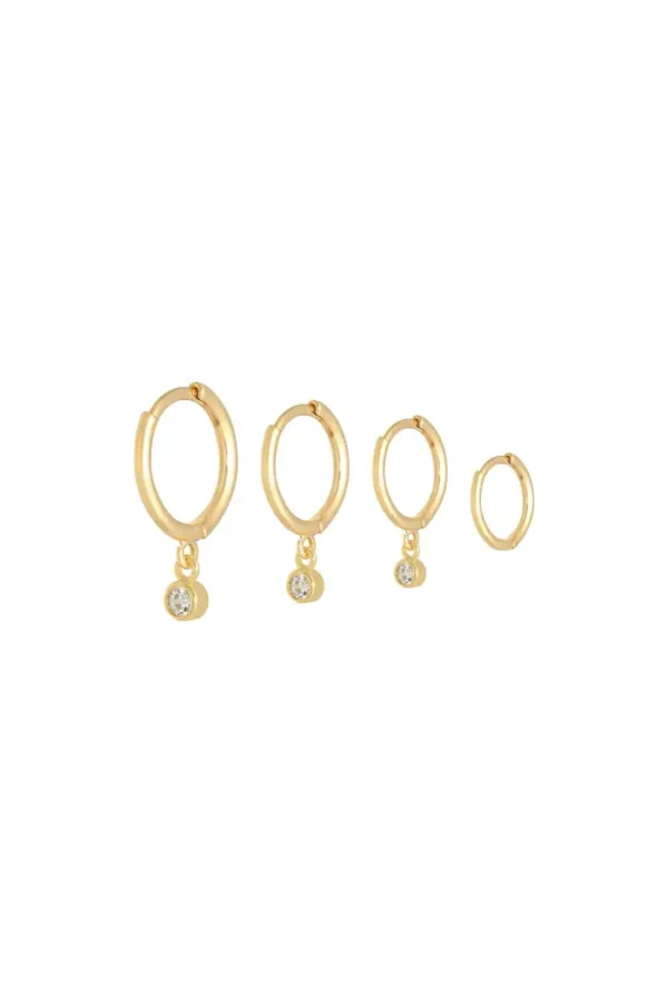 Oorbellen set charmed, Oorbellen, stainless steel, zirkonium, goud