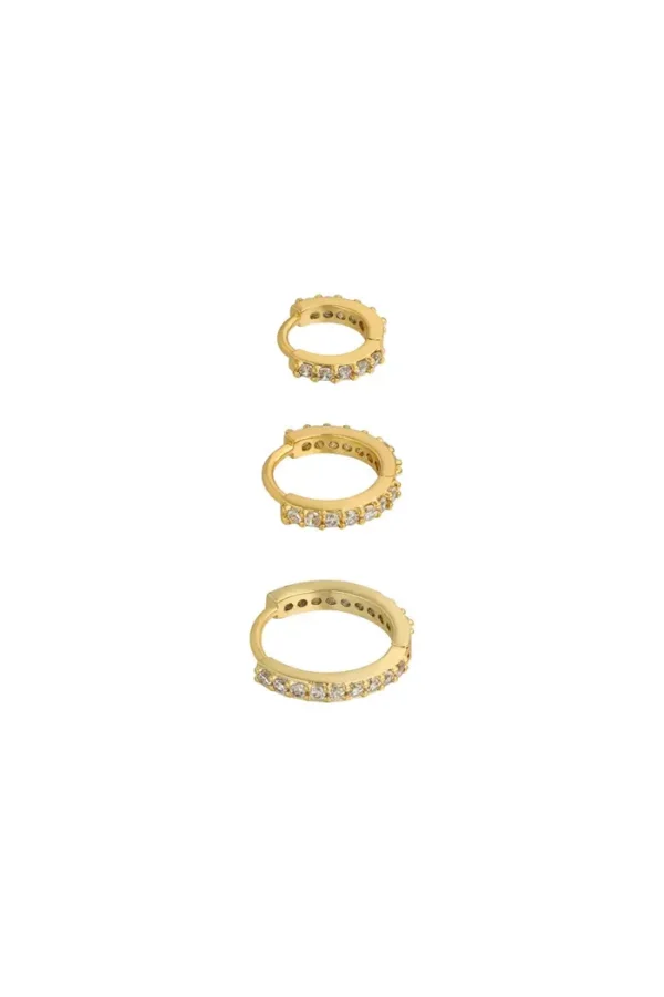 Oorbellen set of cirkels, Oorbellen, stainless steel, zirkonium, goud