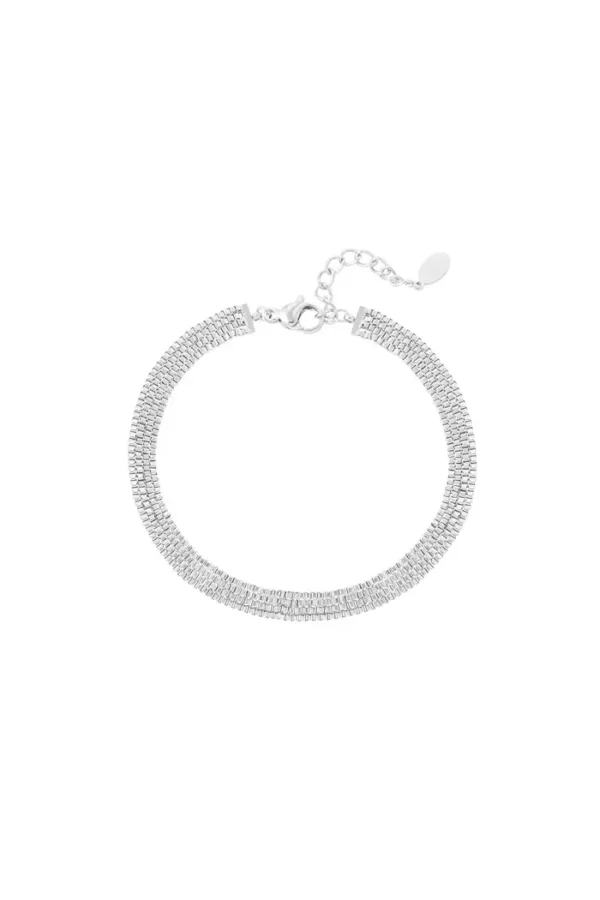 Platte armband, Platte, stainless steel, zilver kleurig