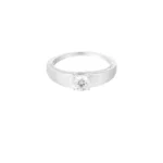 Ring basic steen, Ring, stainless steel, sterling zilver, moissaniet
