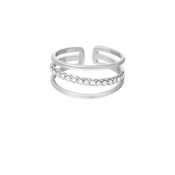 Ring drie laags met rij steentjes