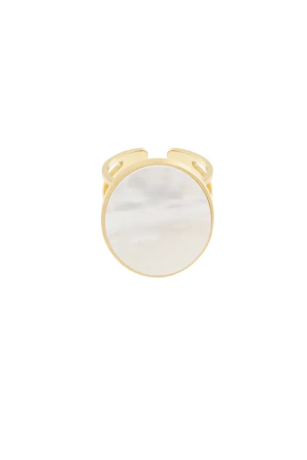 Ring grote steen, Ring, stainless steel, goud, witte steen