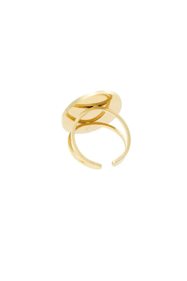 Ring grote steen, Ring, stainless steel, goud, witte steen