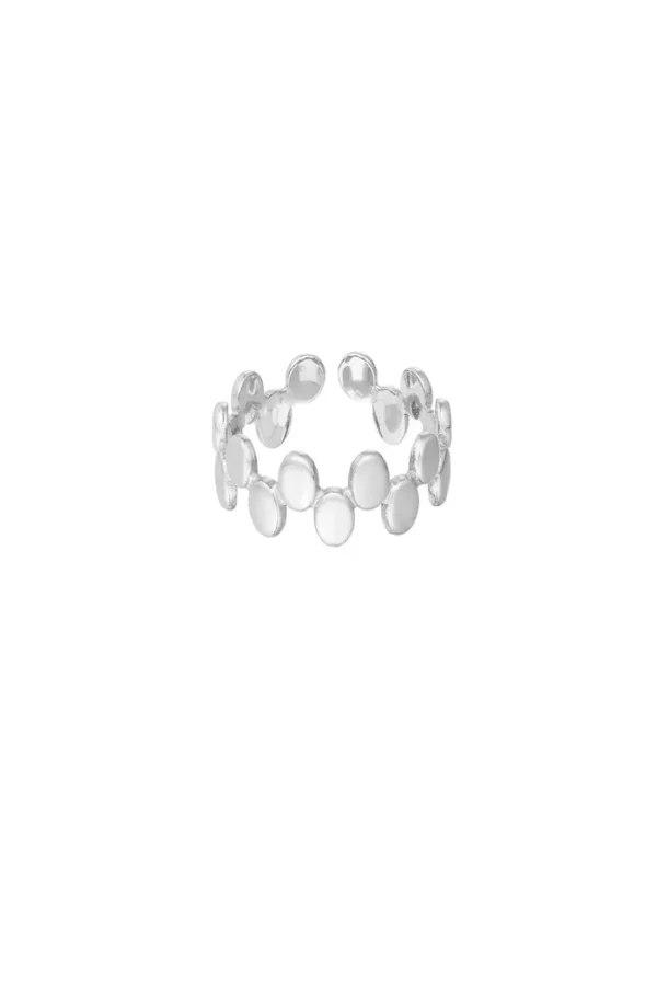 Ring rondjes, Ring, stainless steel, zilver kleurig