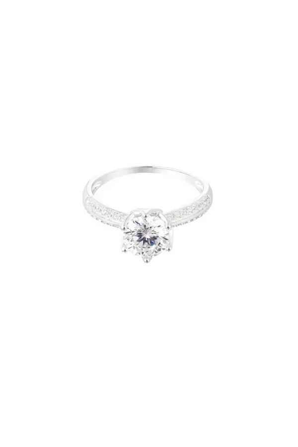 Ring steen met steentjes, Ring, stainless steel, mossaniet, sterling zilver, zilver kleurig