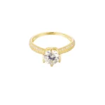 Ring steen met steentjes, Ring, stainless steel, mossaniet, gold plated, goud kleurig