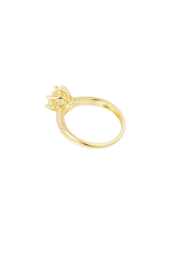 Ring steen met steentjes, Ring, stainless steel, mossaniet, gold plated, goud kleurig