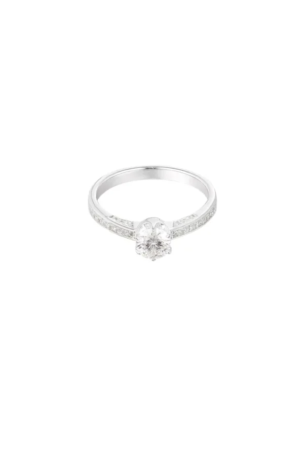 Ring met steentjes power, 925 sterling zilver, moissaniet
