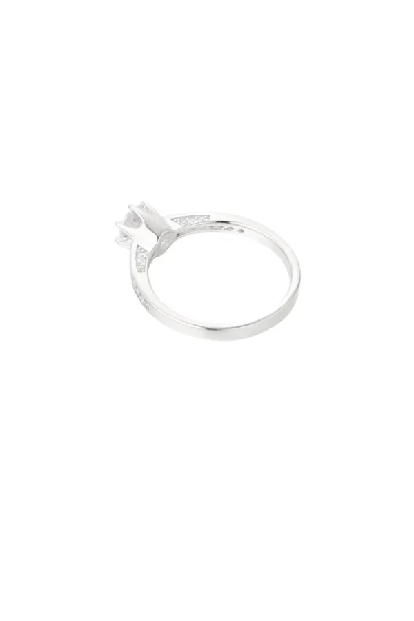 Ring met steentjes power, 925 sterling zilver, moissaniet
