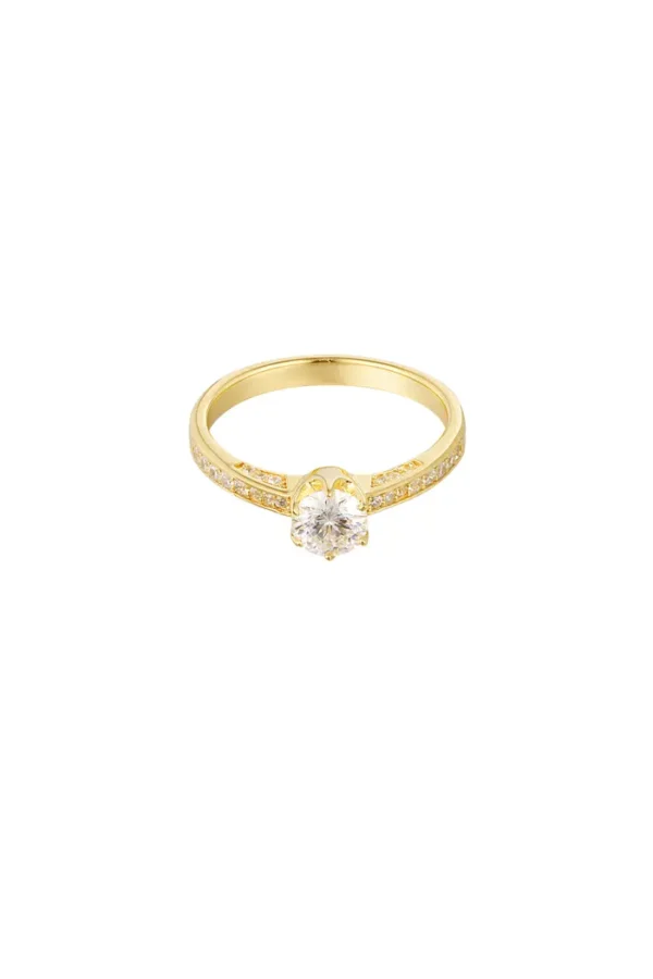 Ring met steentjes power, gold plated, moissaniet