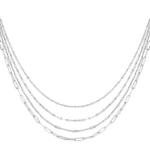 Schakelketting 4 laags, Ketting, stainless steel, zilver kleurig