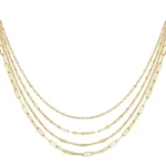 Schakelketting 4 laags, Ketting, stainless steel, goud kleurig