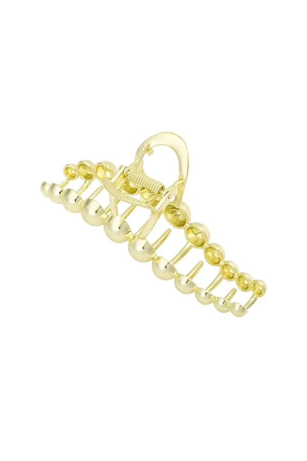 Haarklem bolletjes, Haarklem, haaraccessoire, aluminium, lengte 12 cm, goud kleurig