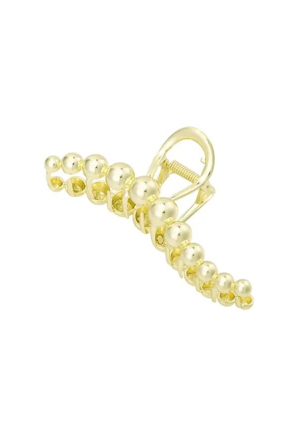 Haarklem bolletjes, Haarklem, haaraccessoire, aluminium, lengte 12 cm, goud kleurig